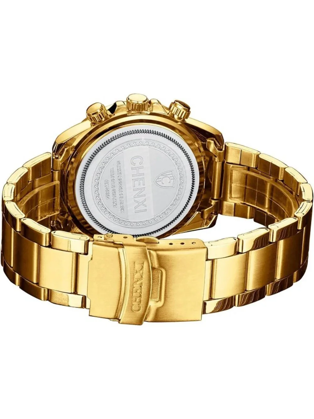 Men's All Gold Analog Quartz Stainless Steel Crystals Classic Style Wrist Watch